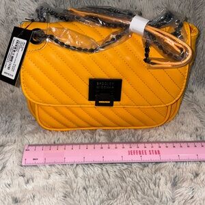 Badgley Mischka Yellow Textured Crossbody Bag